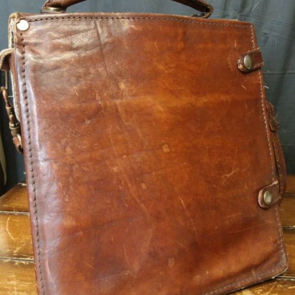 VTG Antique Italian Leather Crossbody Shoulder Bag - Picture 3 of 12